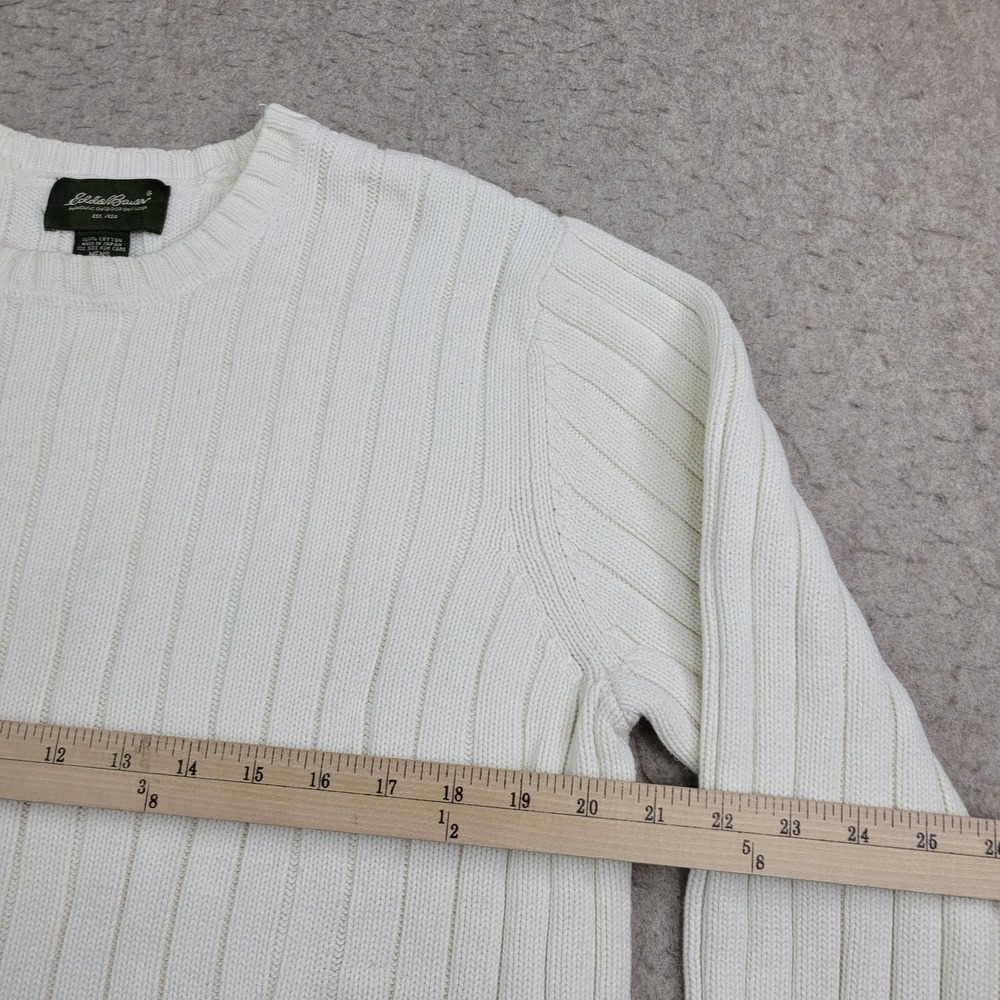 Vintage Eddie Bauer Heritage Men's Small Cream Cable Knit Fisherman Sweater - Picture 6 of 8